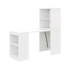 Multifunctional Folding Table Measuring 130x51x137cm That Combines A Desk And Cabinet In One Design, Four Storage Compartments For Efficient Organization, High Load Capacity, White Color. - White - View 5