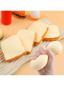 1pc Toast Shaped Squishy Stress Relief Toy, Gag Gift (Toast Style) - Multicolor - View 3