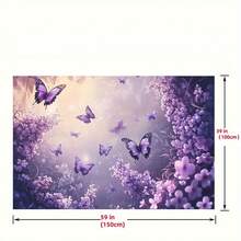 2D Flat  1 Piece Dreamy Floral Wall Tapestry|   Bright Purple And Blue Butterflies With A Glowing Effect, Made Of Polyester Fabric, Decorating Living Rooms, Offices, Or Parties, Available In Various Sizes (59x39, 51.18x59) - 多色 - 查看 1