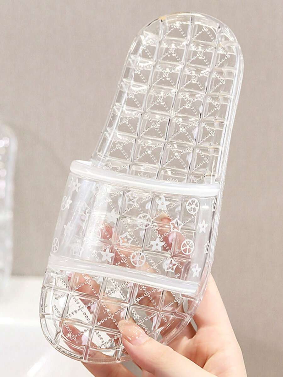 Trending Topic: Influencer, Classic Design, Transparent Crystal Women's Slippers, Home/Outdoor Use, Fashionable, Non-Slip Ladies Shoes - Clear - View 1