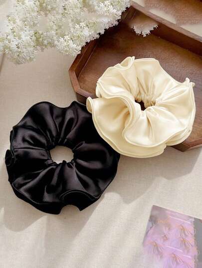 1/2/3个装大号发圈，简约纯色双层发绳，女士马尾辫发圈，复古豹纹发带，时尚发饰