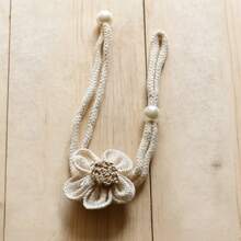 MEISIMENGSHA 2 pièces Embrasses de rideaux en tissu floral, embrasses de rideaux tressées avec décoration de perles - 2 pièces - Voir 8