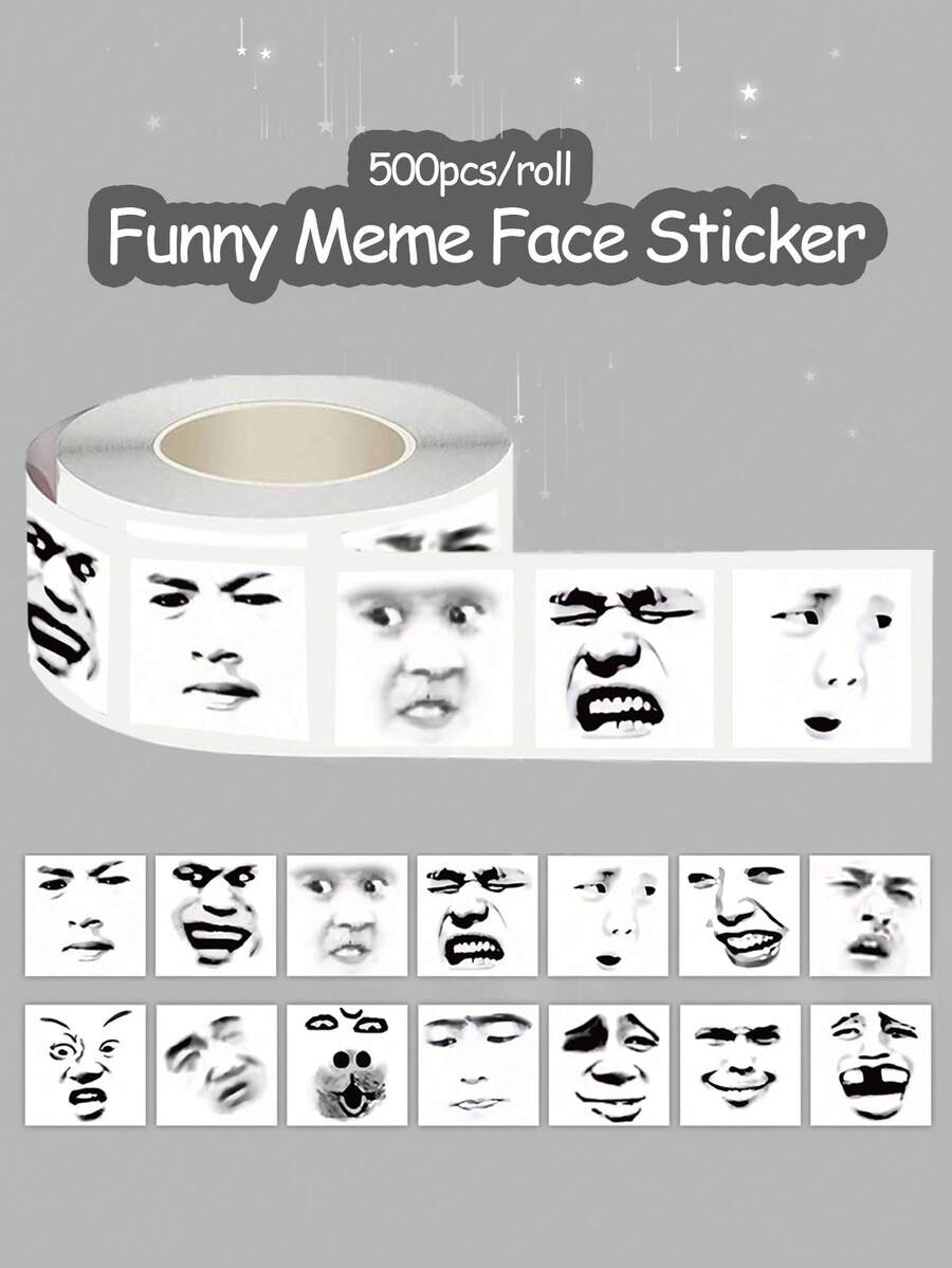 500 Pcs Roll Rage Comic Style Meme Face Stickers – 14 Classic Text-Free Expressions, Waterproof Adhesive For Stress Relief Journals, Social Fun & Prank Decoration Funny Stickers Kindle Scrapbook Supplies Laptop Sticker - Funny Emojis - View 1