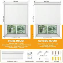 Cordless Blackout Roller Shades Doors, Stop Shades With Valance, Thermal Insulated Window Blinds Home, Bedroom, Office, White, 20x 72 H - Drill Cordless-white + 20"W X 72"H - View 3