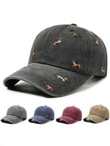 1 chiếc mũ lưỡi trai thêu hình cún con ngộ nghĩnh, kiểu dáng bạc màu, phù hợp cho cả nam và nữ, mũ chống nắng phong cách retro thời trang, mũ điều chỉnh được, mũ vành cong mềm mại kiểu Y2K. - Nhiều màu - Xem 2