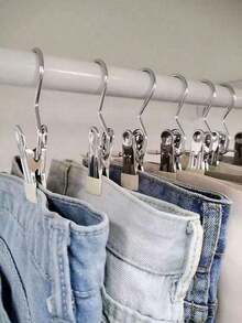 30pcs Stainless Steel Clothes Clips, Portable Hanging Clips, Wardrobe Storage, Clothes Rack Decor, Halloween Decoration, Portable Hanging Clips For Clothes, Socks, Pants Storage & Organization, Autumn & Holiday Decor - Be - Xem 4
