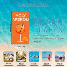 1pc "Holy Aperol" Beach Towel, Lightweight & Quick-Drying Polyester Beach Mat With Vibrant Aperol Spritz Design, Ideal For Fitness, Travel And Beach Gifts, Beach Accessories | Energetic Beach Towel | Quick-Dry Fabric, Beach Towel - Cocktail - View 15