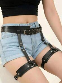 1 chiếc đai nịt eo gợi cảm kiểu Gothic dành cho nữ, dây đeo mông bằng da PU, thích hợp cho nhập vai, hẹn hò, tiệc riêng tư và các dịp khác. - màu đen - Xem 3