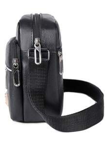 Men's Casual Crossbody Shoulder Bag, Horizontal Phone Pouch - Black - View 4