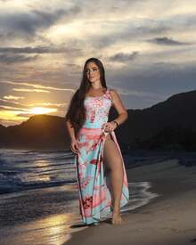 Premium Beach Cover-Up Set: Bodysuit, Swimsuit, And Pareo - Aurora Print - View 2