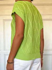 Plus Size Spring/Summer Sleeveless Knit Top - Autumn Fragrance Green - View 3