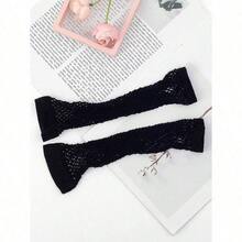 1pair Black Elastic Fishnet Fingerless Gloves For Women, Wedding Decoration And Simple Fashionable Arm Warmer - màu đen - Xem 2