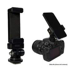 DSLR Camera To Smart Phone Monitor Adapter, Low Angle Viewfinder, Hotshoe/Coldshoe Mount, Phone Clamp, Fits For Canon/Nikon Cameras Hot Shoe Adapter, Smartphone Clip Tripod Mount Stand Accessory - Black - View 1