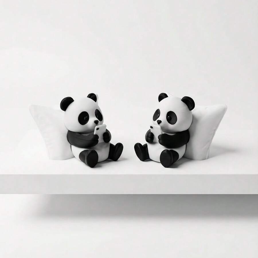 1 PC Panda Sculpture Ornament, Desktop Office Decoration, Car Decoration, Creative Animal Model, Home Gift Collectible - Multicolor - View 1