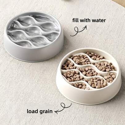 1pc Cat Slow Feeder Bowl Large Capacity Thickened Slow Eating Dish Made Of Durable PP Material Promotes Healthy Eating Easy To Clean Suitable For Cats And Small Pets Heavy-Duty PP Material Large Capacity Thickened Design Slow Eating Raised Obstacles Or Maze Pattern Non-Slip Base Dishwasher- Easy To Clean