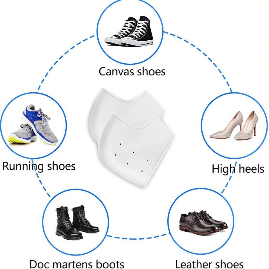 1 par silikonhälskydd, andningsbara, återfuktande hälskydd, mjuka och elastiska, passar olika skor - Vitt - Visa 1