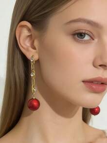 1对经典几何耳钉，时尚百搭 - 金色 - 查看 4