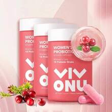 Women's Probiotic Capsules 3-Pack – Multi-Strain Supplement With Cranberry, Daily Use, 180 Veg Capsules - 240g - View 1