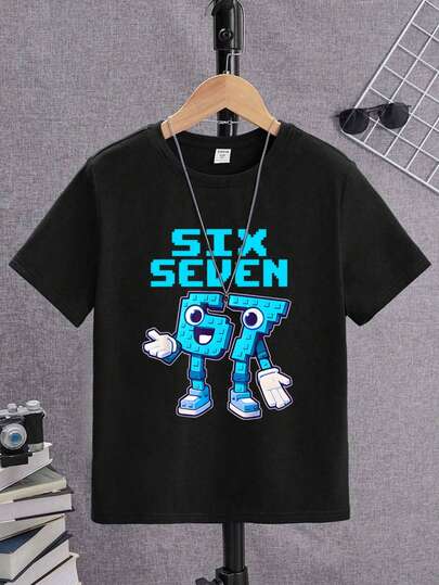 67 Six Seven 6-7 "Brain Rot" Graphic T-Shirt - Funny Italian Phrase Tee For Teens, Boys, Gamers, Loose Fit Short Sleeve With 67 Number Design, Casual Wear For Spring/Summer