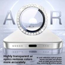 4pcs Rhinestone Lens Protector Stickers Compatible With Apple 17 Pro Max/16/15/14/13/12/11 Series, Anti-Scratch Anti-Drop, Ultra-Clear Pixel Camera Lens Protective Film - Silver - View 5