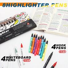 16pcs Set Painting Brush, 8 Colors Non-Smudge Non-Fading Highlighter Pens, 4pcs Fine Tip Drawing Pens, 4pcs Erasable Whiteboard Markers - 16PCS - View 7