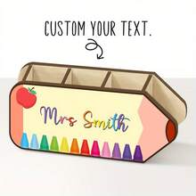 Customized Wooden Pencil-Shaped Pen Holder | Teacher's Gift Desk Organizer - A - View 7