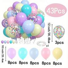 [43pcs Pastel Latex Balloons] 43pcs Pastel Latex Balloons Set With Confetti - Multicolor Rainbow Party Decoration Kit For Birthday, Wedding, Baby Shower & More - 18 YEARS - View 2
