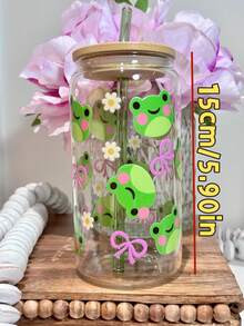Ly thủy tinh có ống hút hình nơ bướm Green Frog, ly cà phê và trà matcha có ống hút. - Nhiều màu - Xem 5