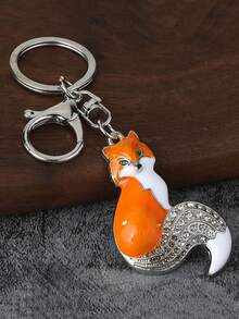 1 PC Fashionable And Cute Alloy Enamel Fox Keychain With Exquisite Style. Suitable For Both Men And Women. A Bag Charm. The Perfect Gift For Friends. - Multicolor - View 14