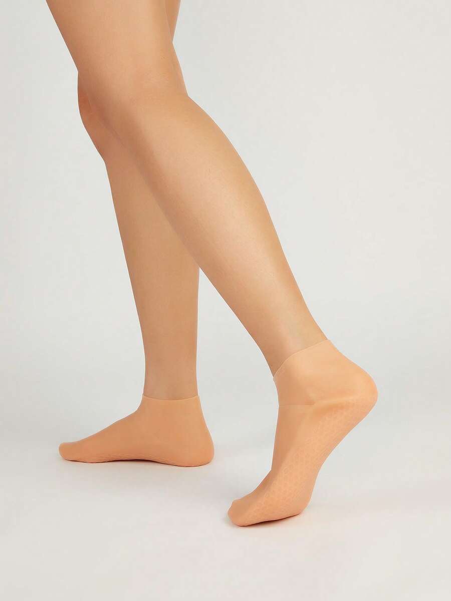 Foot care 1双硅胶柔软保湿嫩肤防皲裂袜，沙滩袜，室内袜 - 杏色 - 查看 1