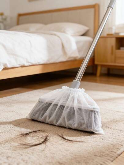 1/50/100pcs Disposable Broom Dust Bags, Universal Non-Woven Sweeper Hair Catcher Cover, Elastic Opening Dustpan Filter Sleeve, Reusable Pet Hair & Debris Cleaning Net, Suitable For Home Kitchen Bathroom Living Room Floor Cleaning, Easy To Install Disposable Broom Dust Collector, Pet Owner Household Cleaning Tool