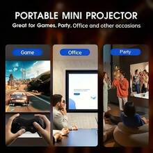 GAWFOLK XBJ Portable Projector 4K, 1080P HD Home Cinema Electronic Projector, Built-In Speaker, Auto Keystone & 180° Rotation, Projector For Movies, Gaming, Office, Kids Learning, Camping & Back To School - UK Plug(220-240V) - View 3