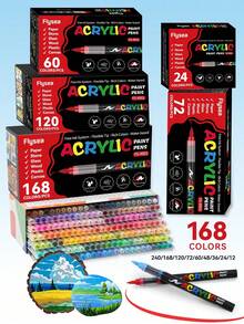 1支装直涂式软头丙烯马克笔，9-288色混色套装，适合学生和办公使用。防水、可叠加，DIY涂鸦绘画艺术用品，精美礼盒及收纳袋包装，是送给男孩/女孩学生、返校季和教师奖励的理想之选。 - (升級款)丙烯馬克筆 - 查看 8