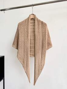1pc Women's Solid Color Knitted Breathable Triangular Lightweight Decorative Elegant Bohemian Style Triangular Shawl, Beach/Travel, Spring/Summer/Autumn, Holiday, - Multicolor - View 16
