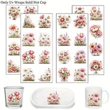 32pcs Spring Floral Theme UV Transfer Stickers - Suitable For DIY, Mugs, Laptops And Water Bottles, Self-Adhesive Plastic Stickers, Mug Decor, Laptop Stickers, Holiday Decorations, Vacation Pattern Design, Bicycle Stickers And Decals - Multicolor - View 9