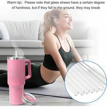 6 Pack Straws Compatible With IceFlow Flip Straw Tumbler With Handle 20oz, Glass Drinking Straws Set Smoothies Milkshake With 2 Cleaning Brushes - 20oz - Xem 5