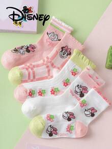 Disney 10/5 Pairs Kids Lace Mesh Socks, Princess Elsa Mid-Calf Socks, Cute Summer Breathable Cartoon Socks For Girls Boys Students - Multicolor - View 5