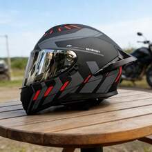 1 pieza Casco de motocicleta de cara completa con alerón grande y aerodinámico, equipo de conducción unisex para todas las estaciones - Espejo a color 703 - Ver 34