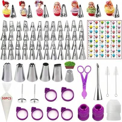 128 piezas Juego de boquillas para decorar pasteles, boquillas para decorar crema, herramientas de repostería, kit de decoración de pasteles, regalos para el Día de la Madre, artículos para mamá, suministros de repostería