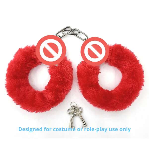 1 Pcs Party Stainless Steel Plush Handcuff Fuzzy Handcuffs Halloween Cosplay Props