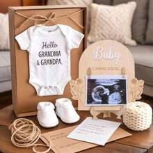Pregnancy Announcement Sign With Photo Clip, Baby Coming Soon Wooden Ultrasound Picture Frame, Baby Reveal Announcement Board, Pregnancy Reveal Gift For New Parents, Nursery Decor - Multicolor - View 7