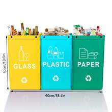 3个/1个套装，可重复使用抛光垃圾桶，适用于卧室、厨房、办公室 - 淺藍+黃+草綠 - 查看 8