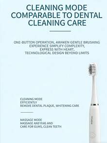 HYUNDAI X-3 Electric Toothbrush, Fully Automatic, Waterproof, Battery-Powered, High-Frequency Cleaning, Suitable For Adults, Children, Students, And Couples, Standard Package Includes 3 Brush Heads - White - View 6