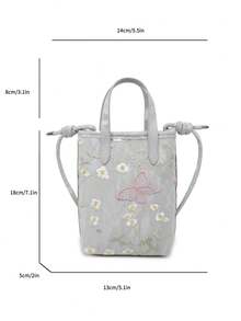 2026 Summer New Chinese Embroidery Bow Mini Shoulder Bag, Minimalist Small Square Crossbody Bag For Women - Silver - View 2