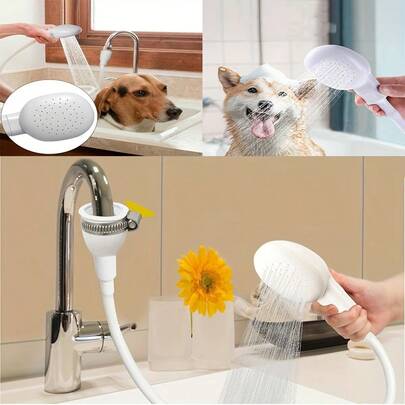 一套便携式淋浴喷头套装，适用于厨房、浴室、宿舍和出租房。安装简便快捷，配备两个卡扣，可快速搭建洗浴设施。