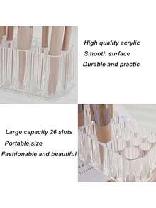 1 hộp đựng cọ vẽ móng tay acrylic trong suốt, dung tích lớn, 26 lỗ, chống bụi, cạnh vuông, bề mặt nhẵn, đa chức năng, nhỏ gọn, ổn định, có ngăn chứa đồ, hộp đựng dụng cụ làm móng chuyên nghiệp, sang trọng, tối giản, thích hợp sử dụng hàng ngày tại salon, quán bar, nhà, phòng ngủ, ký túc xá, du lịch, mùa xuân hè, thu đông, tiệc tùng. - Trong sáng - Xem 10