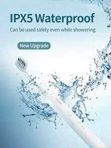 HYUNDAI X-3 Electric Toothbrush, Fully Automatic, Waterproof, Battery-Powered, High-Frequency Cleaning, Suitable For Adults, Children, Students, And Couples, Standard Package Includes 3 Brush Heads - White - View 5