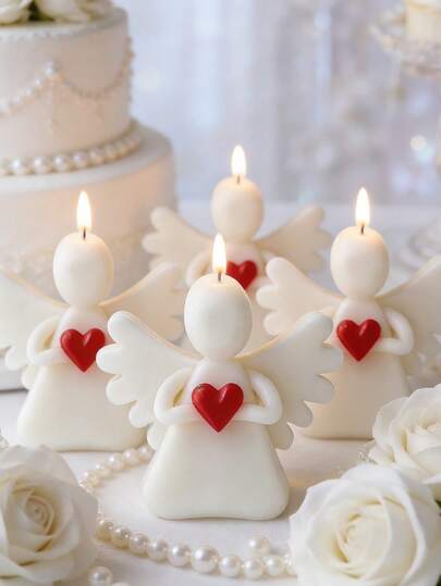 Heart Angel Wing Doll Silicone Candle Mold, Flat Design, Heat-Resistant Soft Silicone, Can Be Used For Candle, Gypsum, Stress Relief, Holiday Decor, Party Gifts