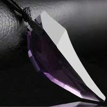 1pc Men's Natural Black Obsidian Hexagonal Pyramid Mesh Woven Adjustable Necklace - Purple - View 6