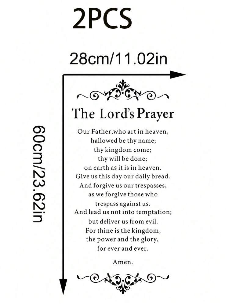 1pc Lord's Prayer - Elegant Black And White Christian Wall Decal With Floral Design, Self-Adhesive Vinyl Sticker For Bedroom, Living Room, Office Decor | Floral Wall Art | Decorative Text, The Lord's Prayer - Black - View 6